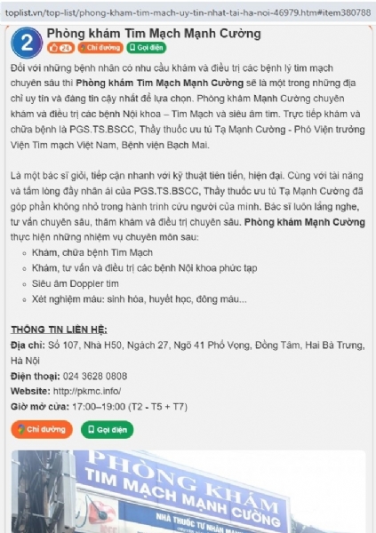 Nhận xét về Phòng khám