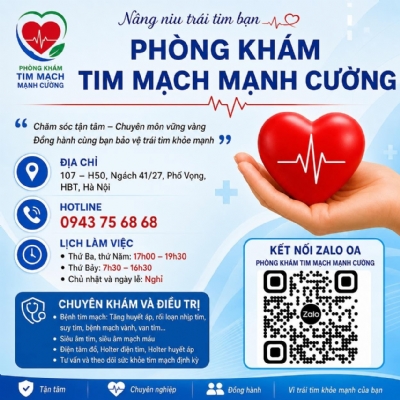 KÊNH ZALO OA CỦA PHÒNG KHÁM TIM MẠCH MẠNH CƯỜNG